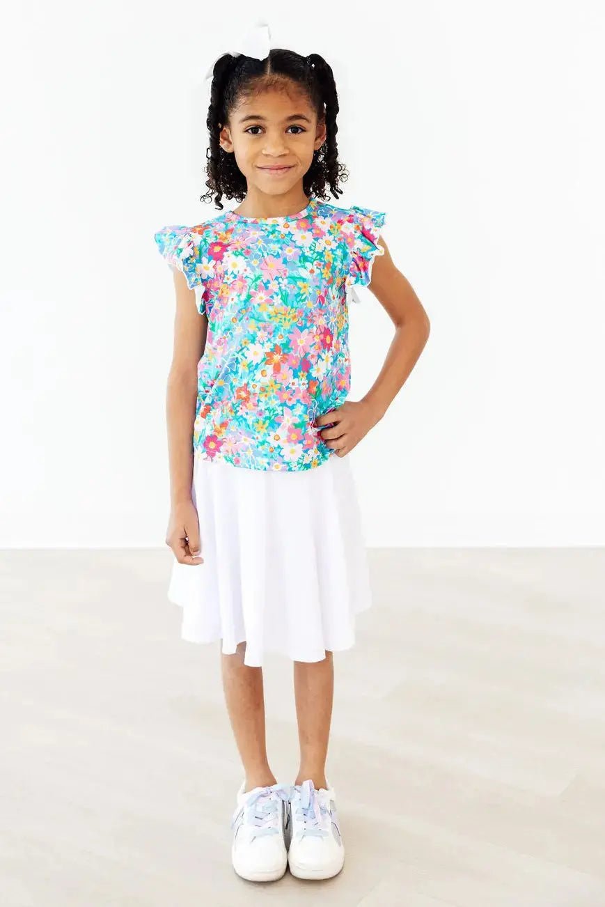 Mila & Rose ® Preppy Floral S/S Ruffle Tee - 