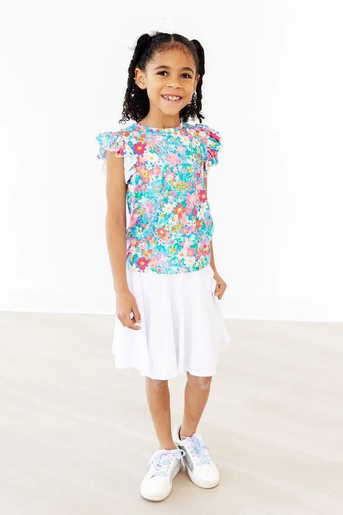 Mila & Rose ® Preppy Floral S/S Ruffle Tee - 