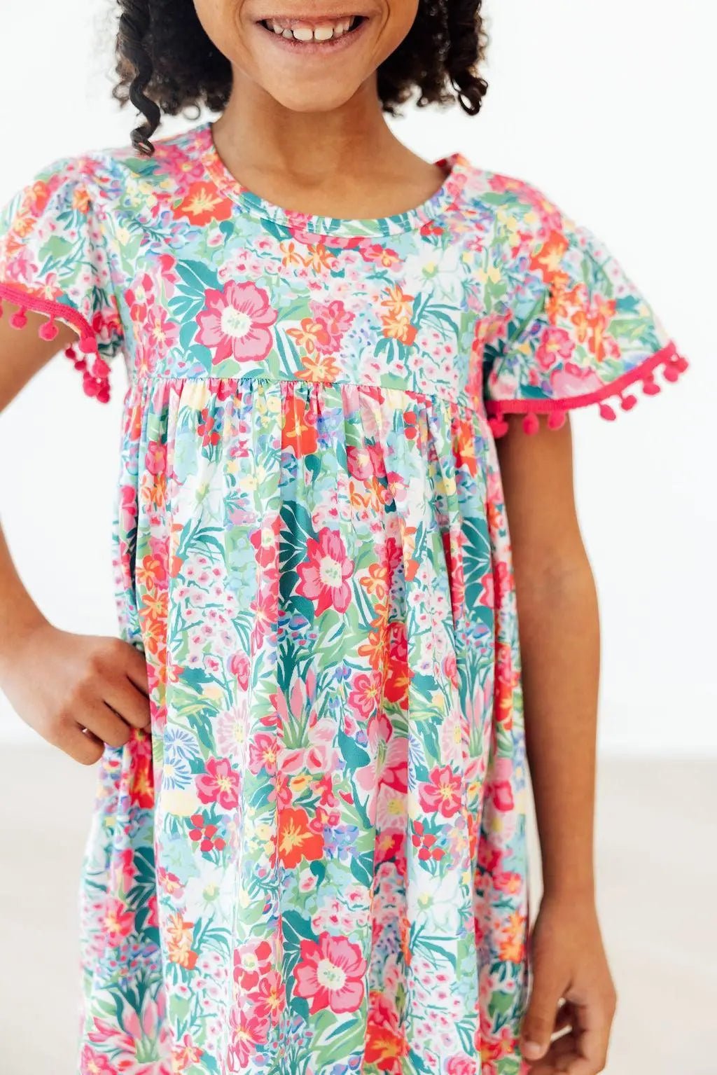 Preppy Petals Pom Pom Dress - Day Dress, One-piece garment, Dress, Pink, Baby & Toddler Clothing | Everetts Place