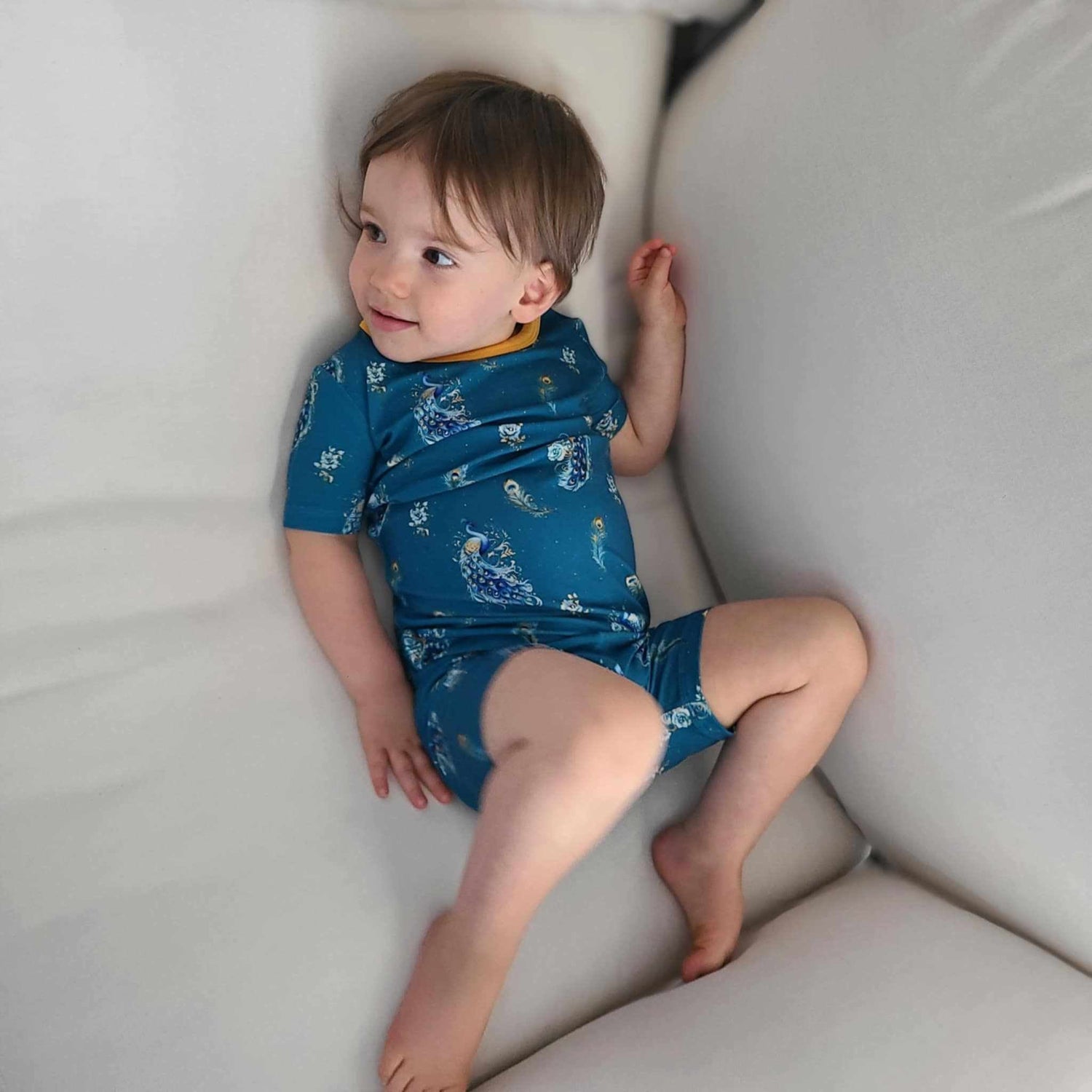 Dragonfly Dreams Bamboo Pretty as a Peacock 2 Piece Short Sleeve and Shorts Pajama Set