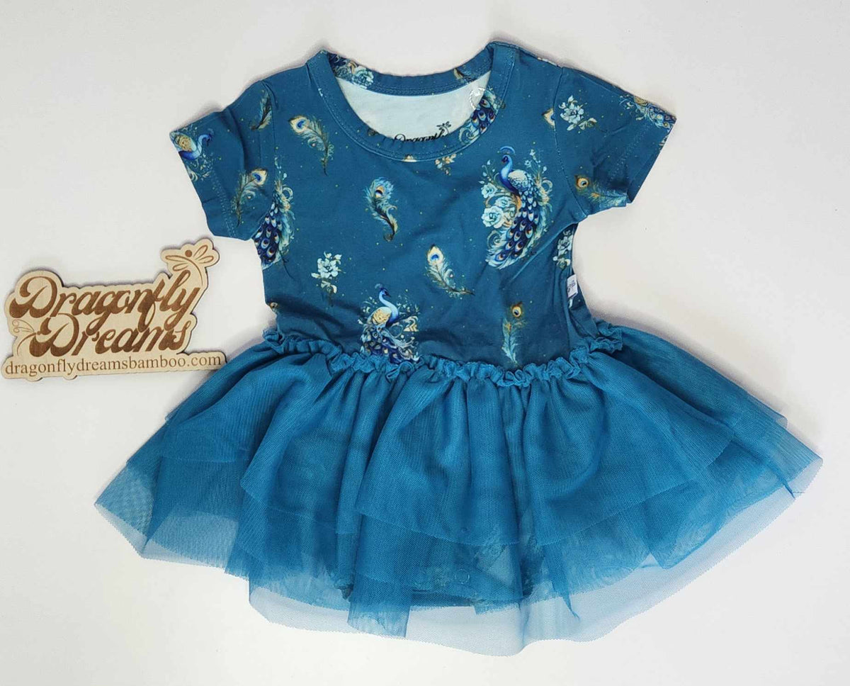 Dragonfly Dreams Bamboo Pretty as a Peacock Tulle Tutu Twirl Dress with Bodysuit