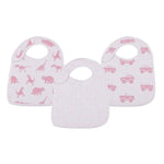 Newcastle Classics Pretty In Pink Bamboo Bibs 3 Pack Soft Absorbent Teething Accessories for Babies - 