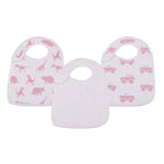 Newcastle Classics Pretty In Pink Bamboo Bibs 3 Pack Soft Absorbent Teething Accessories for Babies - Baby & Toddler Bamboo Snap Bib
