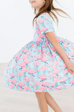 Mila & Rose ® Pretty in Pink Flamingos S/S Pocket Twirl Dress - 