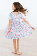 Mila & Rose ® Pretty in Pink Flamingos S/S Pocket Twirl Dress - 
