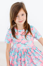 Mila & Rose ® Pretty in Pink Flamingos S/S Pocket Twirl Dress - 