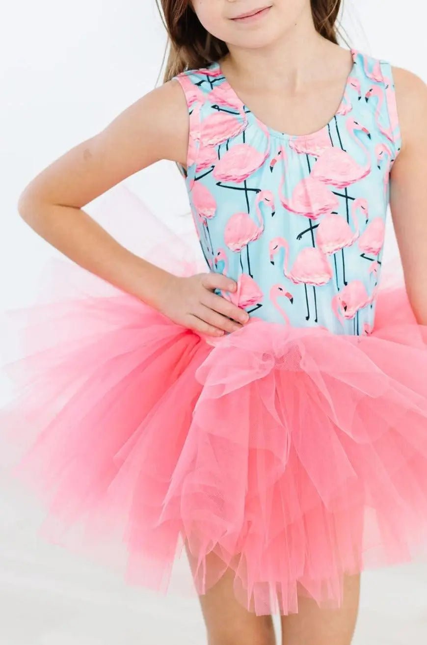 Mila & Rose ® Pretty in Pink Flamingos Tank Tutu Leotard - 
