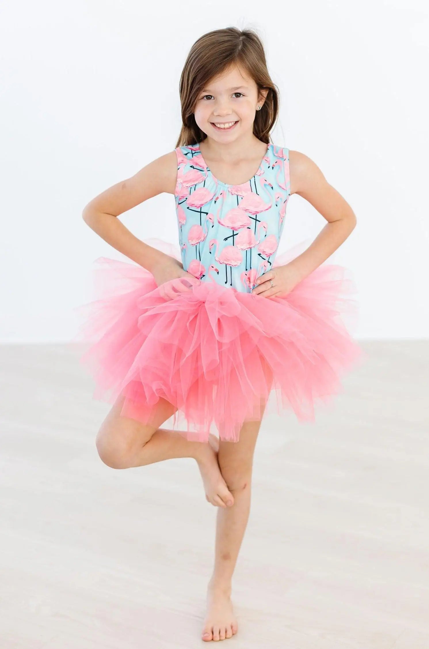 Mila & Rose ® Pretty in Pink Flamingos Tank Tutu Leotard - 