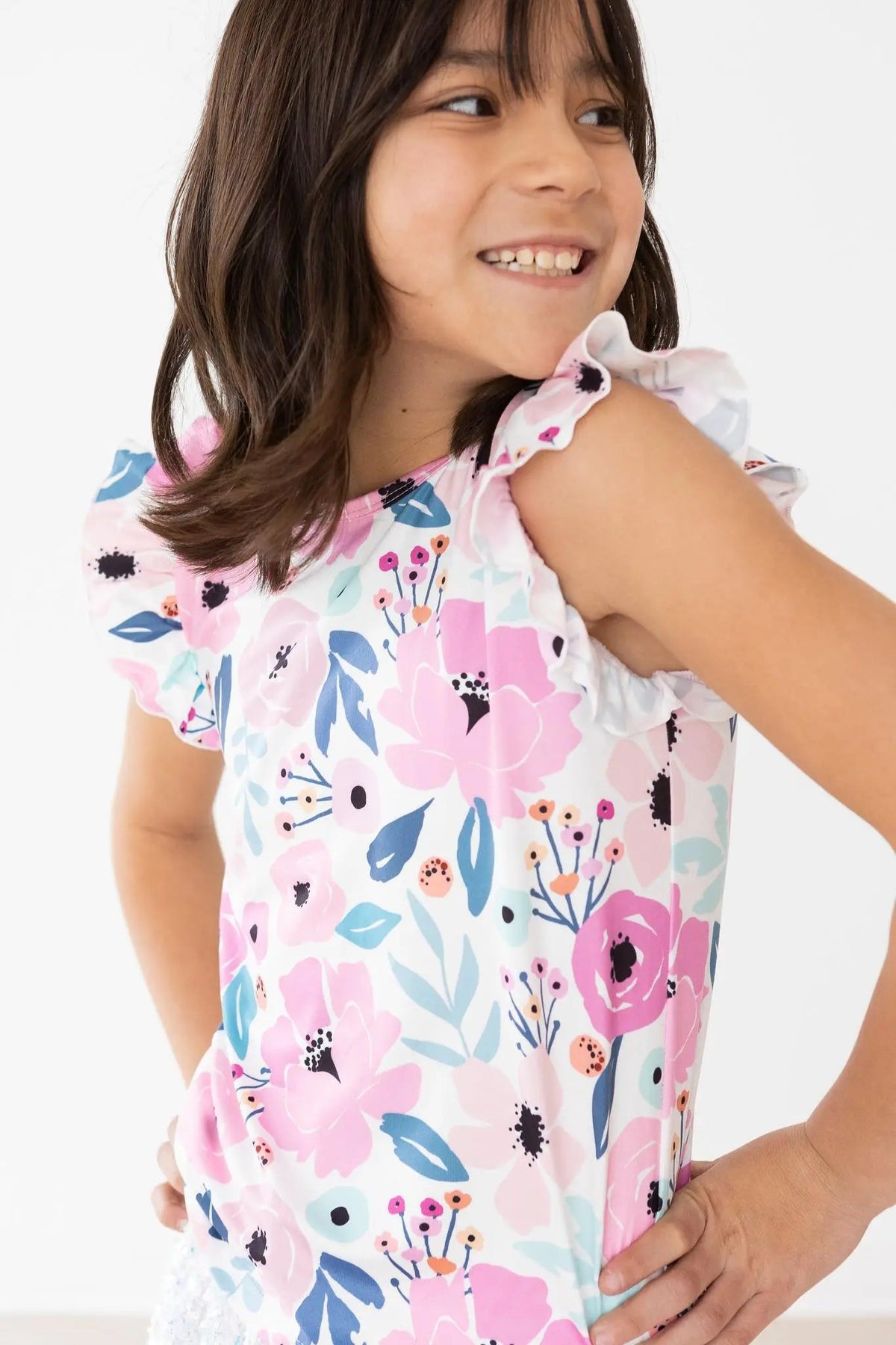 Mila & Rose ® Pretty in Purple S/S Ruffle Tee - 