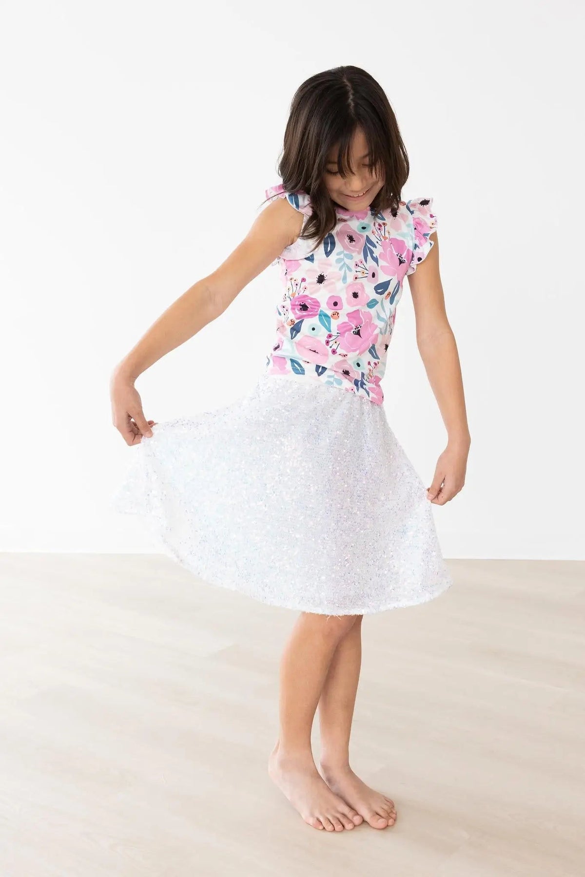 Mila & Rose ® Pretty in Purple S/S Ruffle Tee - 