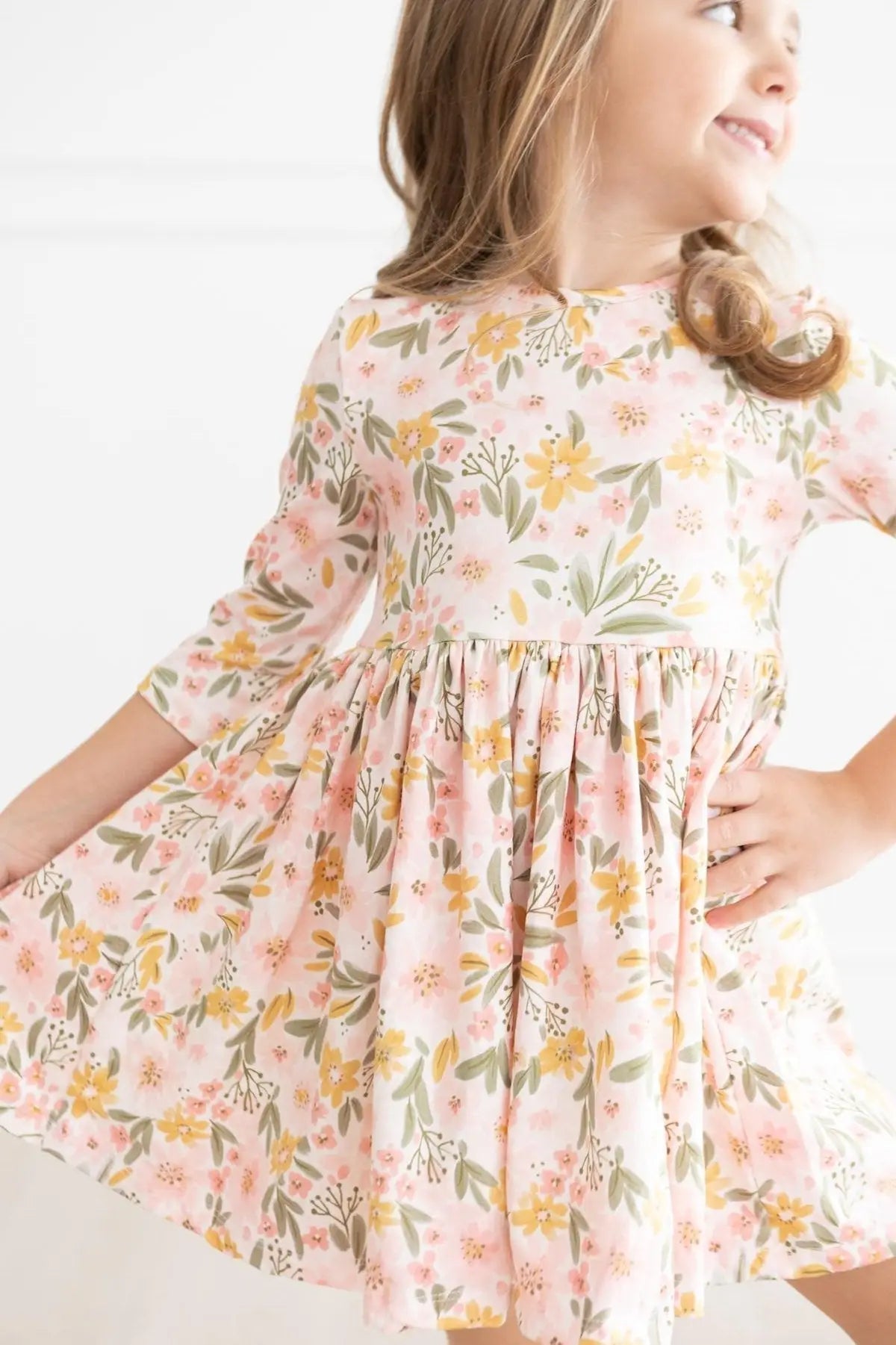Mila & Rose ® Pretty Peachy 3/4 Sleeve Pocket Twirl Dress - 