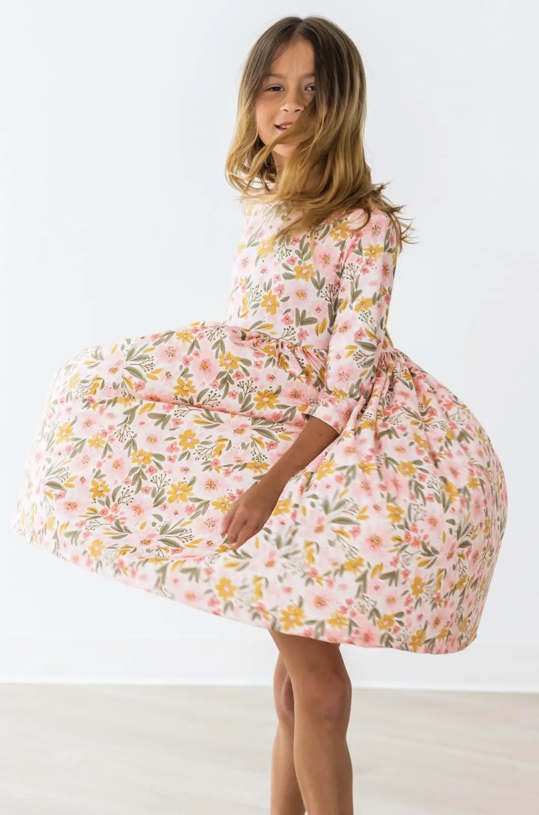 Mila & Rose ® Pretty Peachy 3/4 Sleeve Pocket Twirl Dress - 