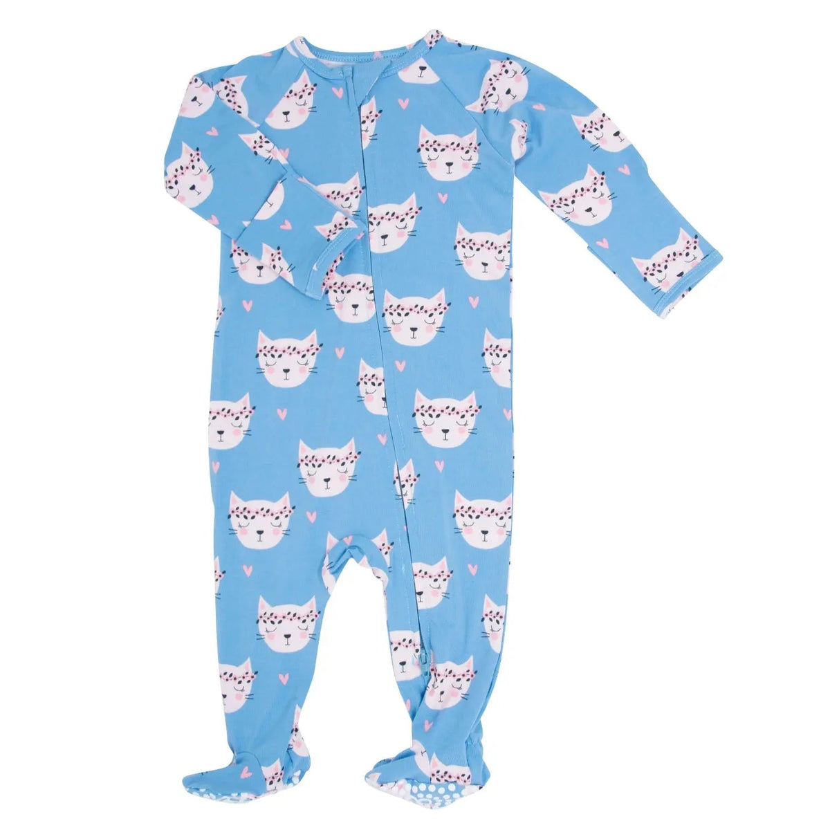 Sweet Bamboo Pretty Pink Cat Zipper Footie - 