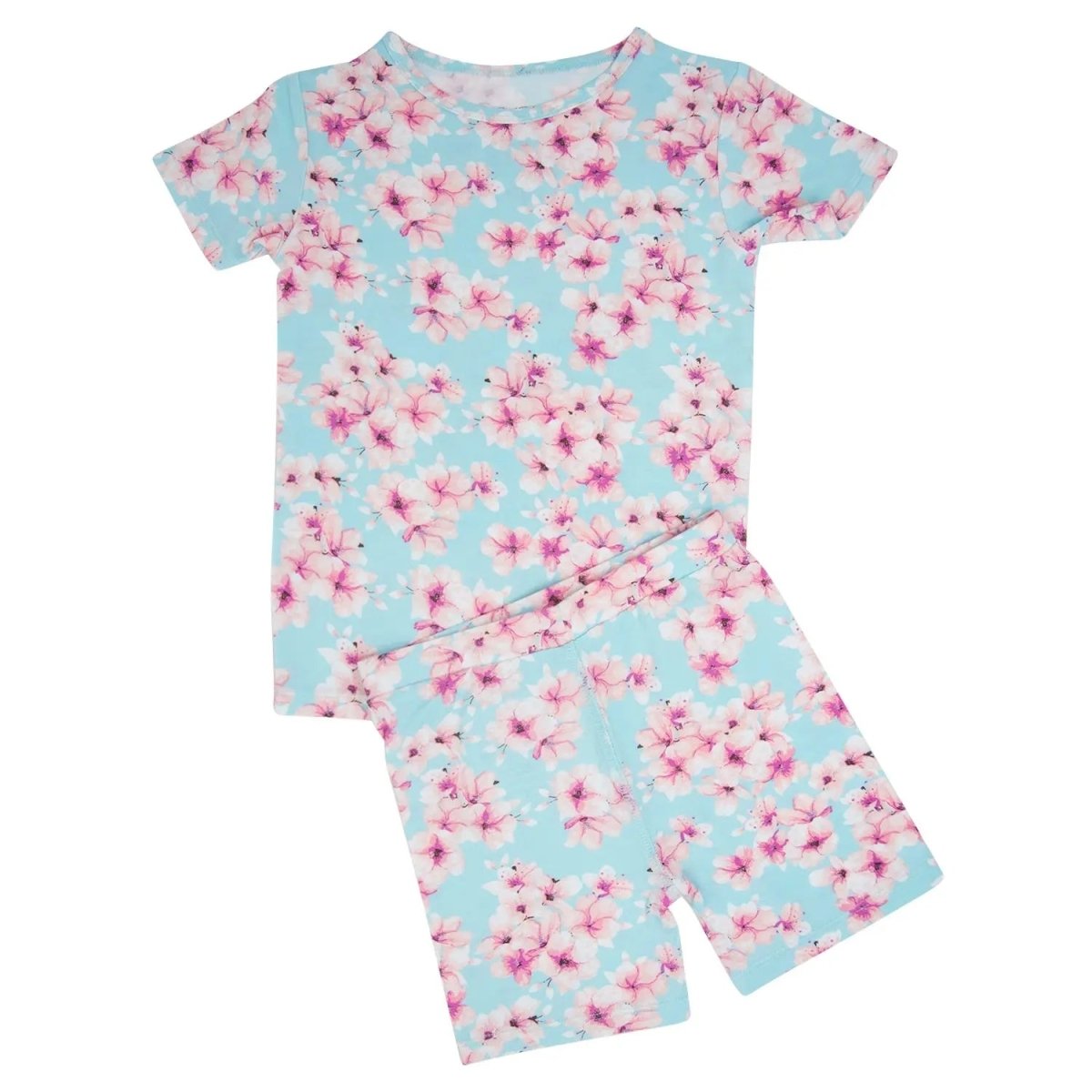 Sweet Bamboo Pretty Pink Floral Pajama Set with Soft Fabric for Summer Girls - 