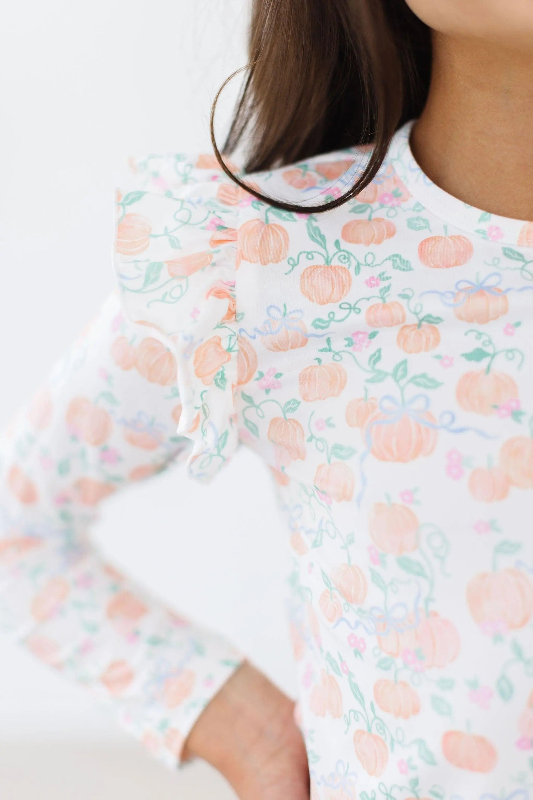 Mila & Rose ® Pretty Pumpkins L/S Ruffle Tee - 
