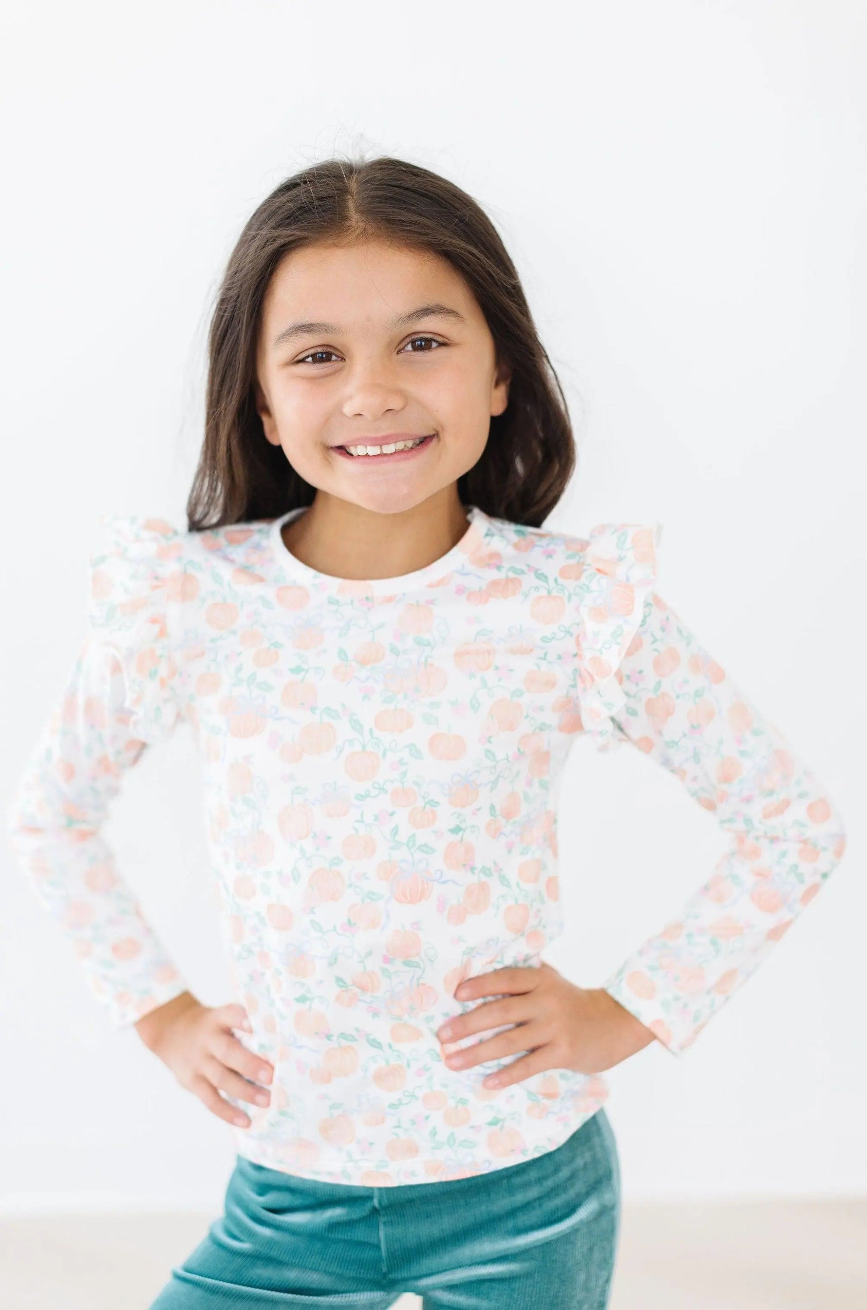 Mila & Rose ® Pretty Pumpkins L/S Ruffle Tee - 