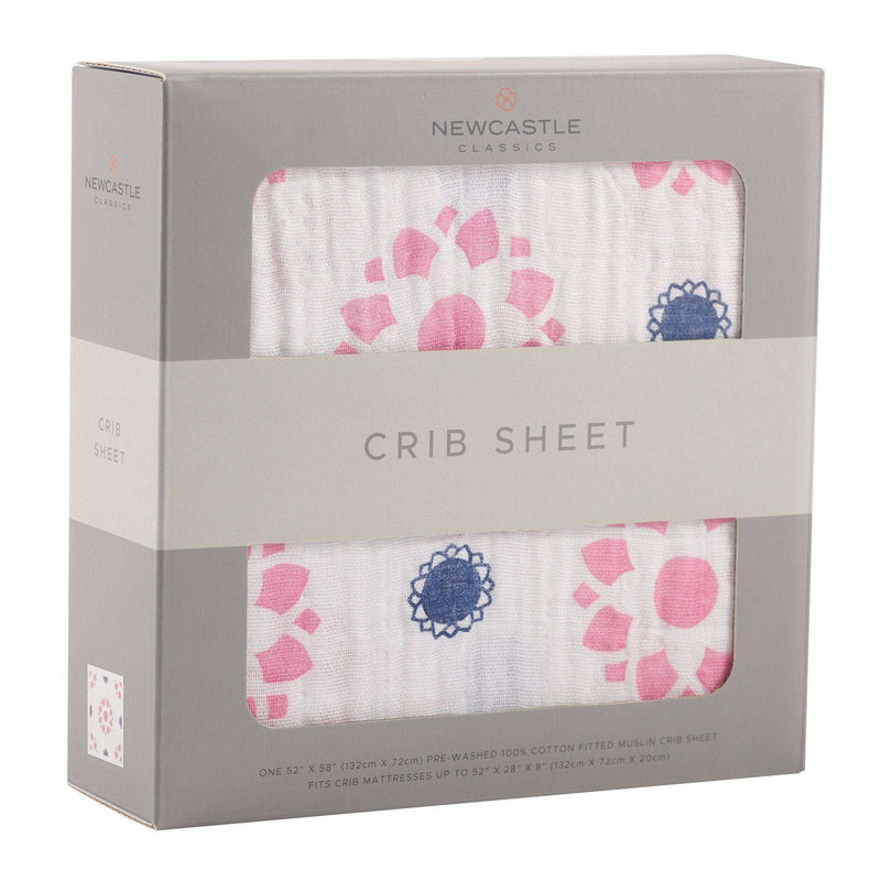 Primrose Indigo Cotton Muslin Crib Sheet - Everetts Place: Online Boutique - Blankets & Pillows