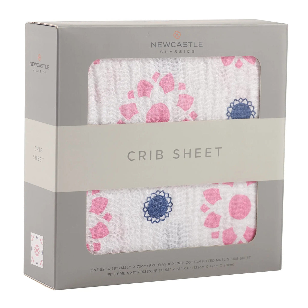 Newcastle Classics Primrose Indigo Cotton Muslin Crib Sheet - 