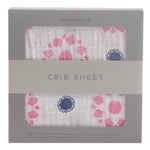Primrose Indigo Cotton Muslin Crib Sheet - Textile, Linens, Pink, Towel, Napkin | Everetts Place