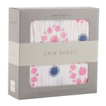 Newcastle Classics Primrose Indigo Cotton Muslin Crib Sheet Soft and Breathable for Infants - 