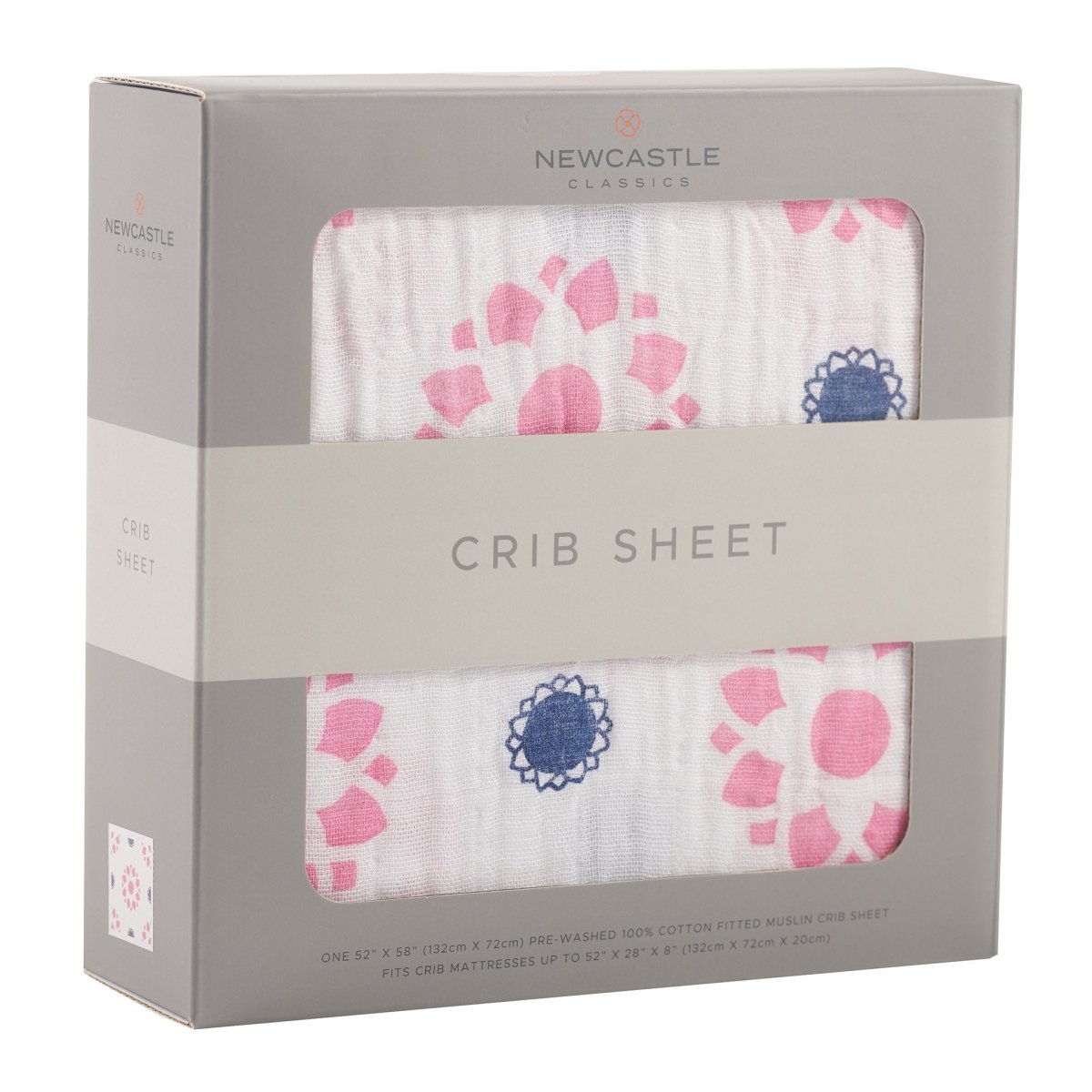 Newcastle Classics Primrose Indigo Cotton Muslin Crib Sheet Soft and Breathable for Infants - 