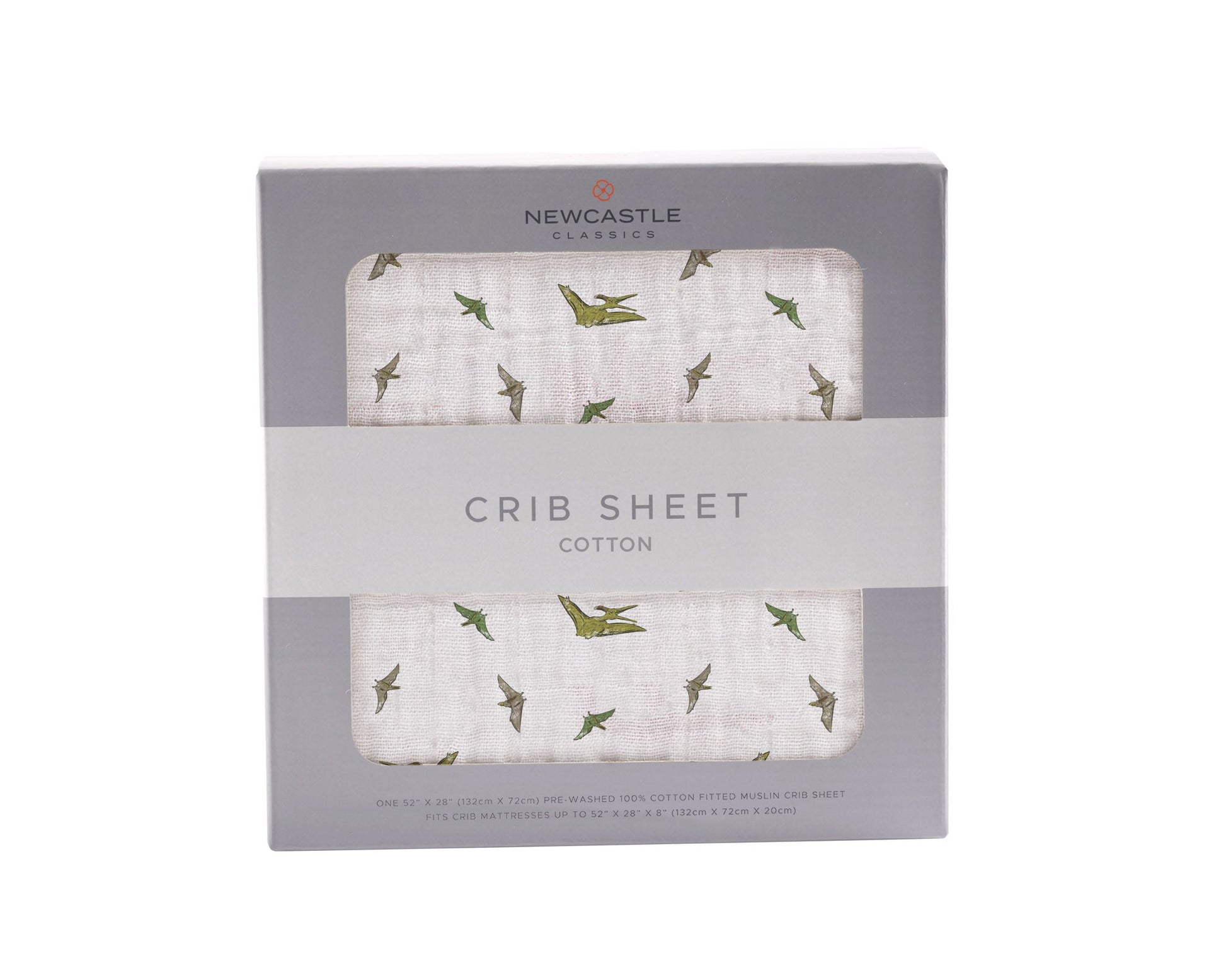 Pteranodon Cotton Muslin Crib Sheet Breathable Soft Snug Fit 28x52 Inches Newcastle Classics