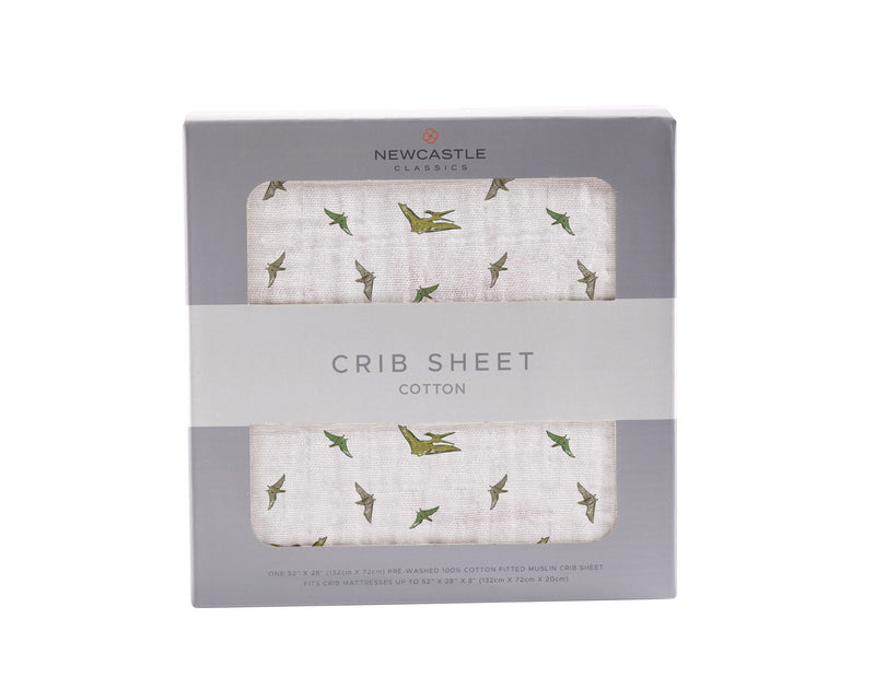 Pteranodon Cotton Muslin Crib Sheet Breathable Soft Snug Fit 28x52 Inches Newcastle Classics
