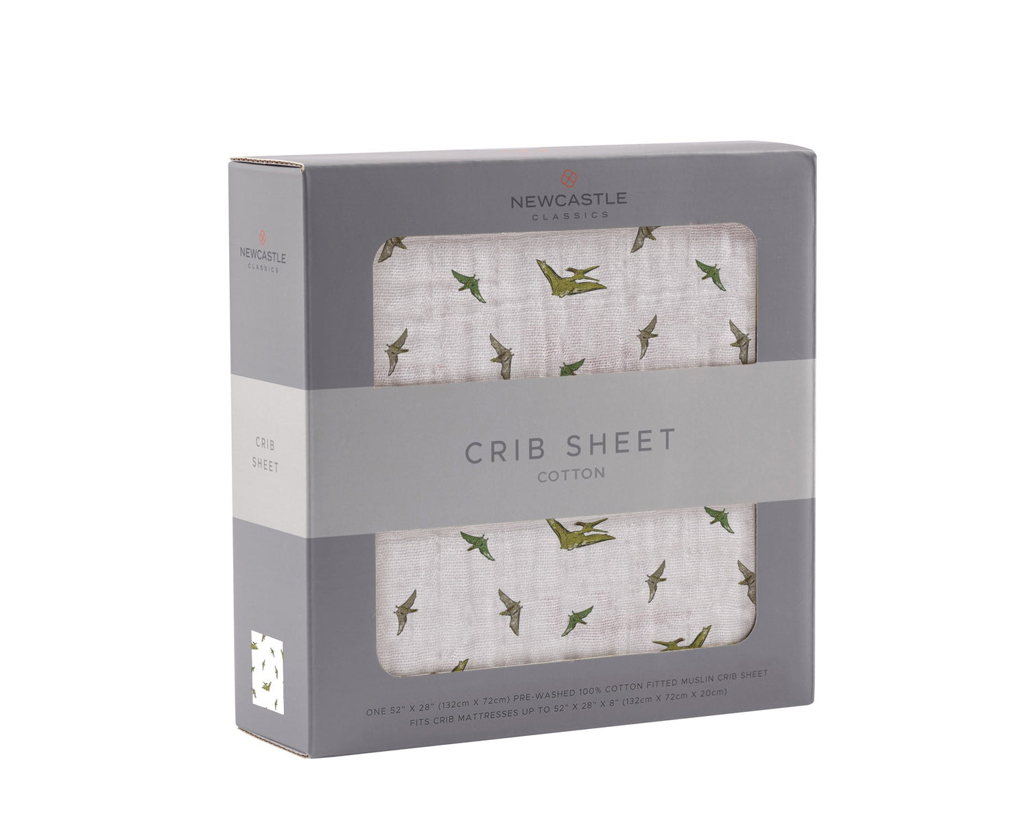 Newcastle Classics Pteranodon Cotton Muslin Crib Sheet with Breathable Soft Fabric for Babies - Home & Garden > Linens & Bedding > Bedding > Bed Sheets Cotton Crib Sheet