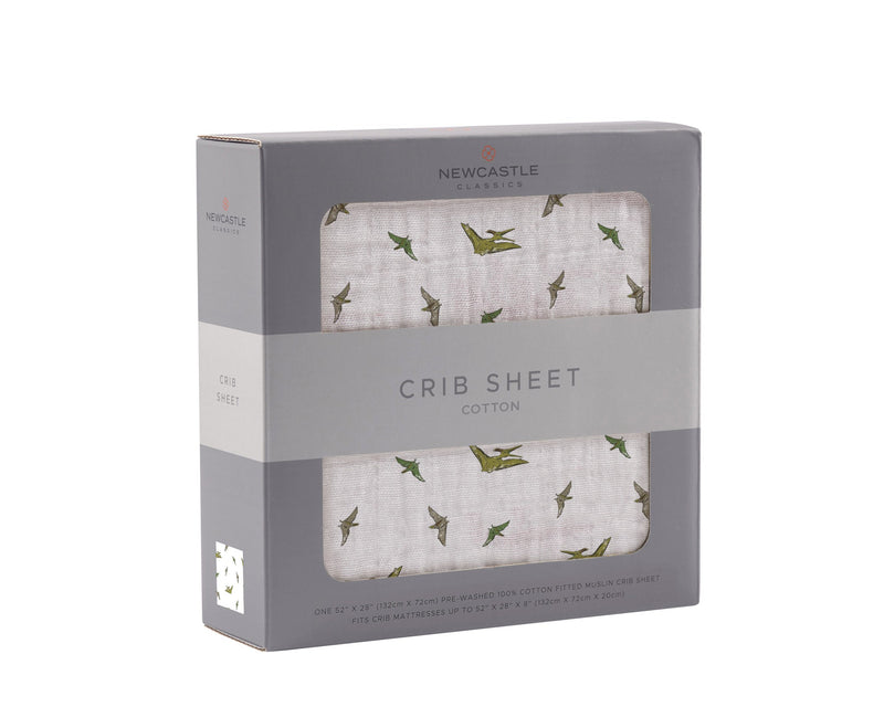 Pteranodon Cotton Muslin Crib Sheet Breathable Soft Snug Fit 28x52 Inches Newcastle Classics