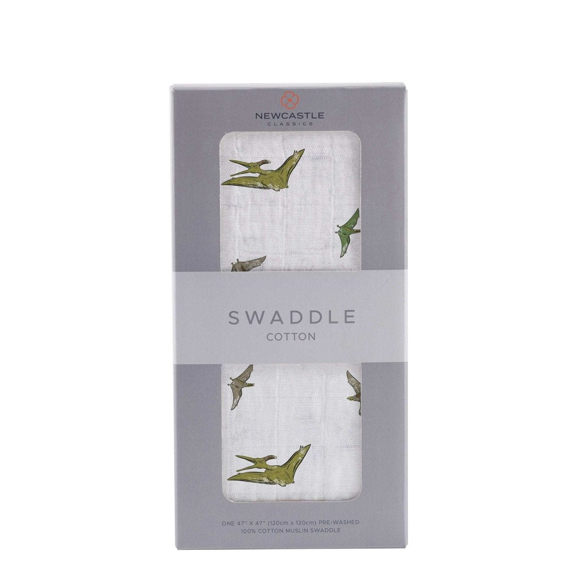Newcastle Classics Pteranodon Cotton Muslin Swaddle Blanket Soft Breathable Fabric for Babies - 