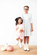 Mila & Rose ® Pumpkin Kisses, Harvest Wishes 3/4 Sleeve Ruffle Twirl Dress - 