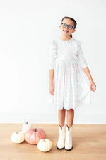 Mila & Rose ® Pumpkin Kisses, Harvest Wishes 3/4 Sleeve Ruffle Twirl Dress - 