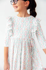 Mila & Rose ® Pumpkin Kisses, Harvest Wishes 3/4 Sleeve Ruffle Twirl Dress - 