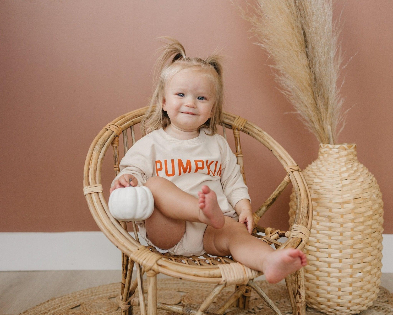 Organic Cotton Sweatshirt Romper, Pumpkin Graphic