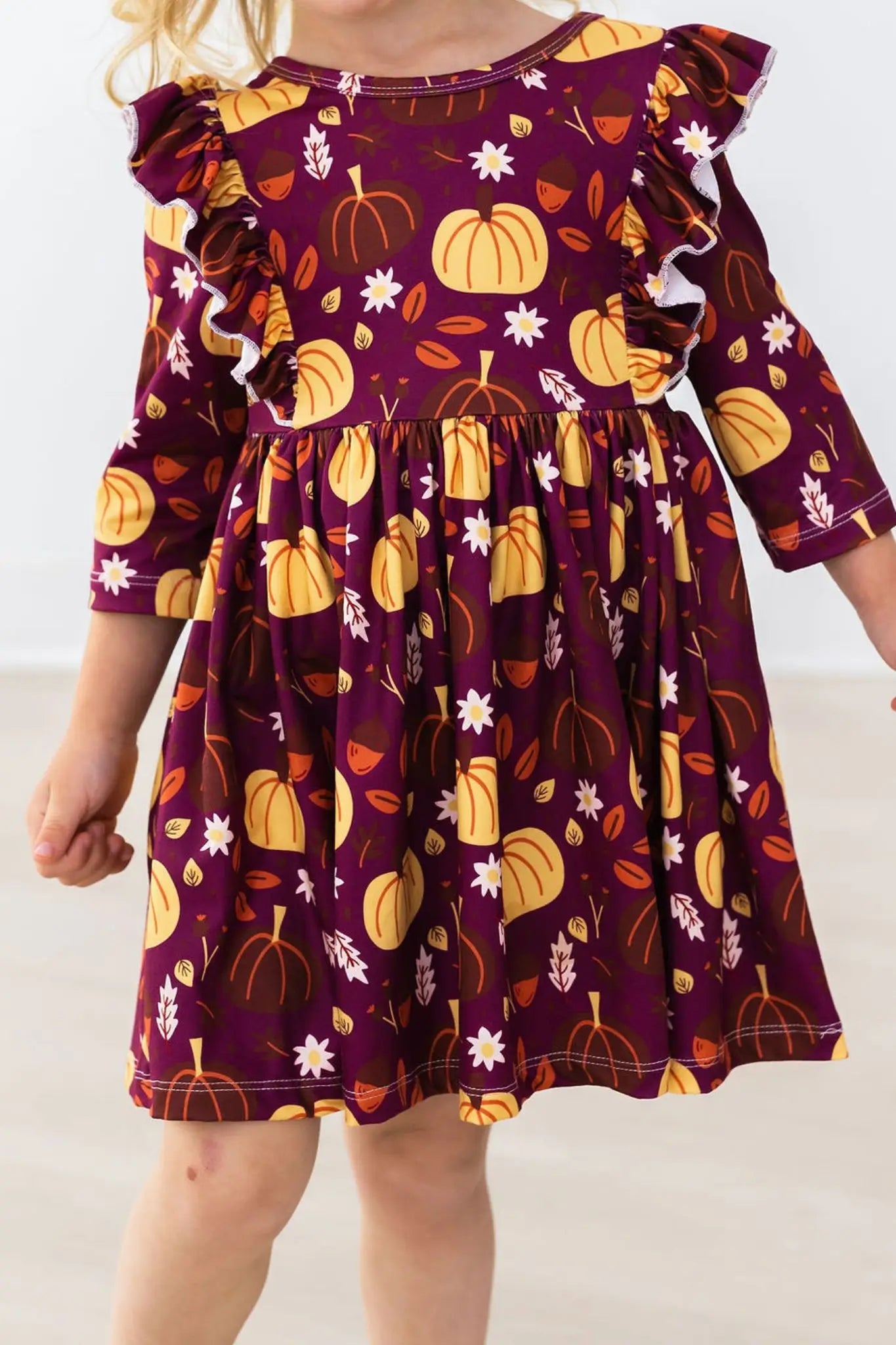 Mila & Rose ® Pumpkin Patch Three Quarter Sleeve Ruffle Twirl Dress For Girls Mila Rose - 