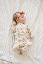 Little Joy Co. Pumpkin Posie Bamboo Pajamas For Kids 2 Piece Henley Set - Everetts Place Boutique - 