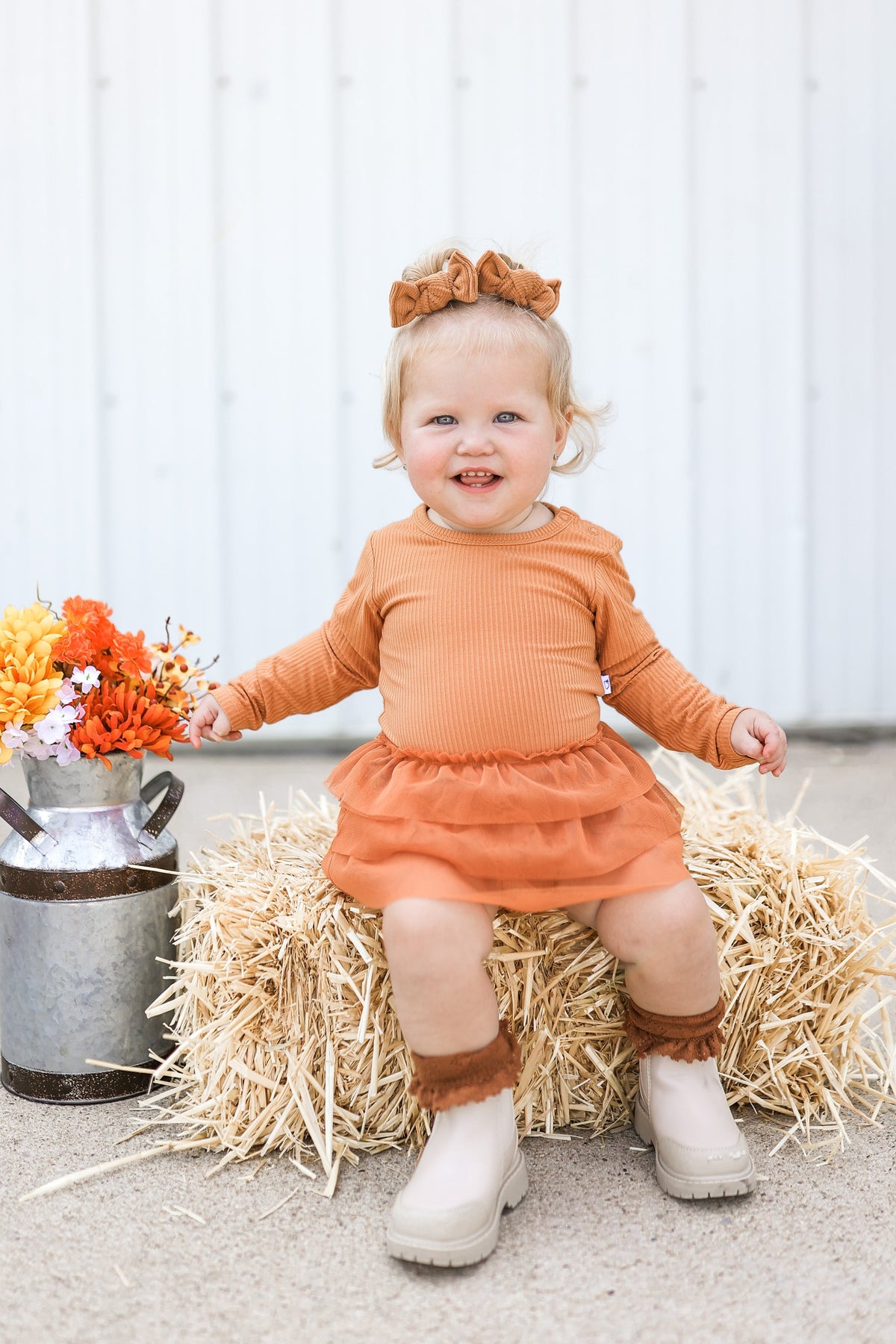 DREAM BIG LITTLE CO PUMPKIN RIB DREAM TUTU BODYSUIT DRESSEveretts Place