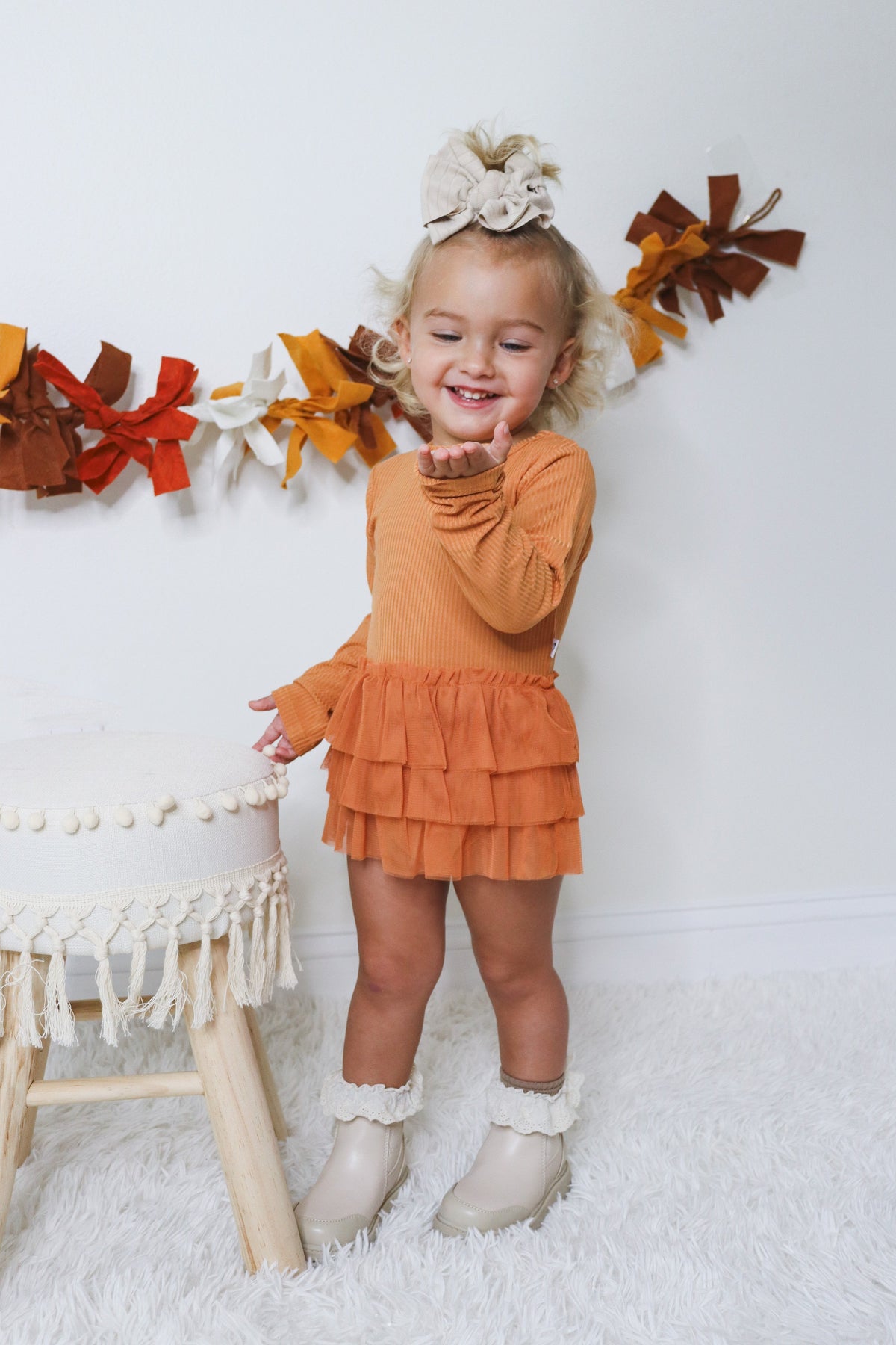 DREAM BIG LITTLE CO PUMPKIN RIB DREAM TUTU BODYSUIT DRESSEveretts Place