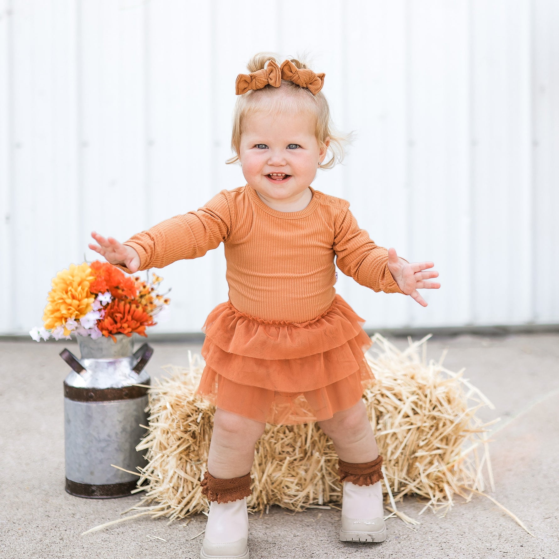 DREAM BIG LITTLE CO PUMPKIN RIB DREAM TUTU BODYSUIT DRESSEveretts Place