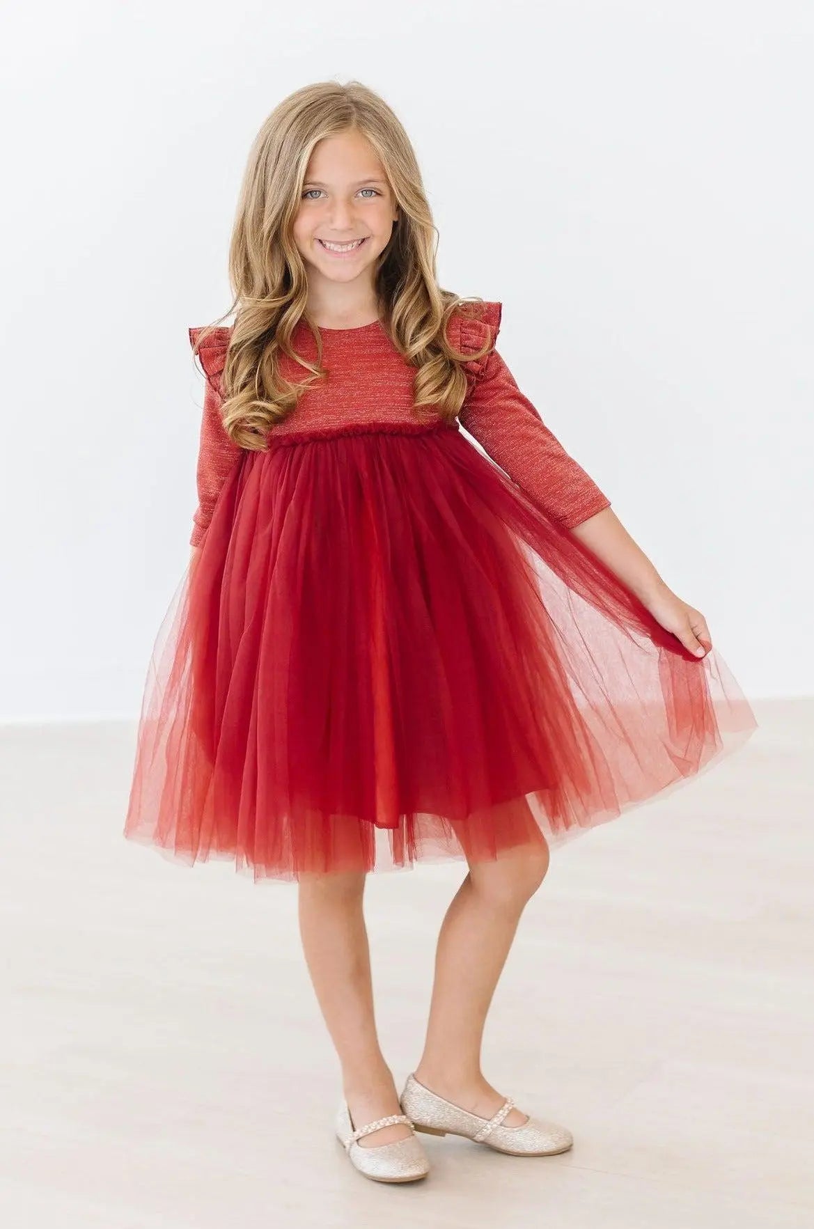 Mila & Rose ® Pumpkin Spice Shimmer 3/4 Sleeve Tutu Dress - 