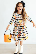 Mila & Rose ® Pumpkins And Peonies Three Quarter Sleeve Pocket Twirl Dress - 