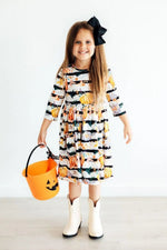 Mila & Rose ® Pumpkins And Peonies Three Quarter Sleeve Pocket Twirl Dress - 