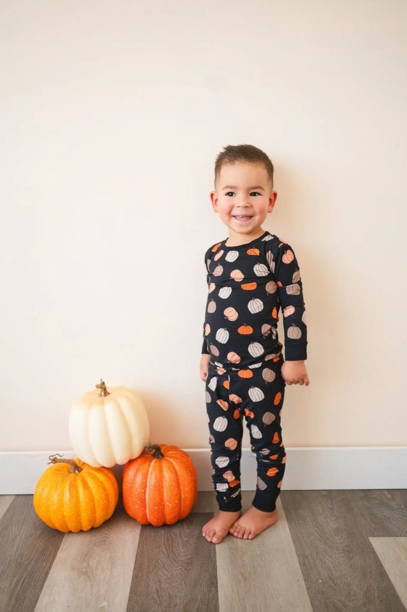 Dreamlet Pumpkins Black Two Piece Set Dreamlet Soft Bamboo Fabric - Everetts Place Boutique - 