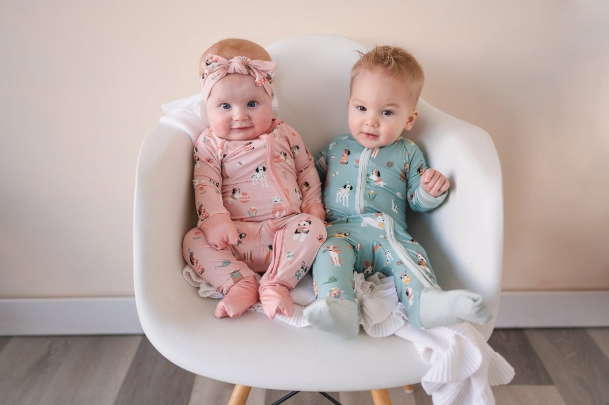 Dreamlet Puppy Egg Hunt Convertible Zip Footies Aquamarine Sleepwear - Everetts Place Boutique - 