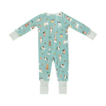 Dreamlet Puppy Egg Hunt Convertible Zip Footies Aquamarine Sleepwear - Everetts Place Boutique - 