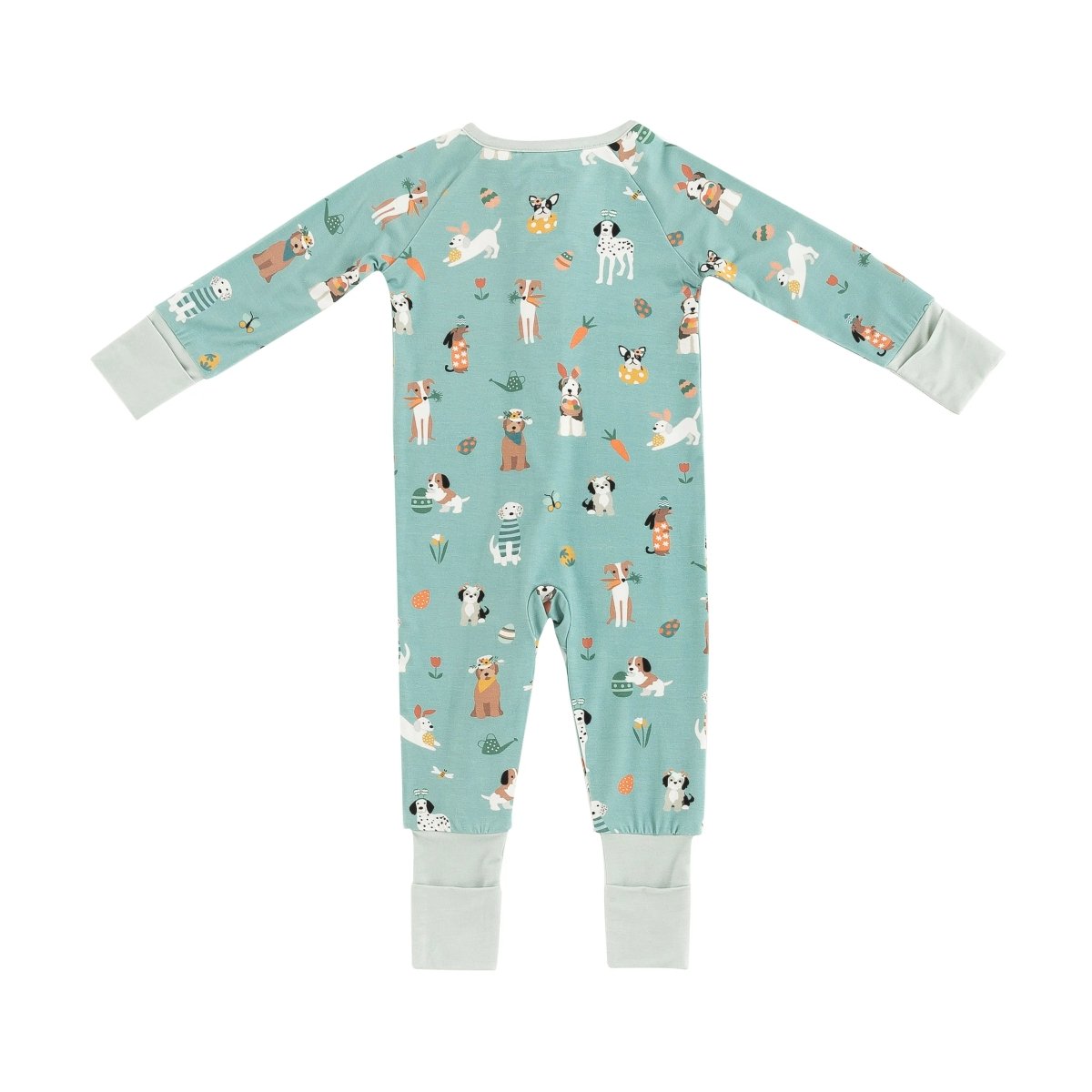 Dreamlet Puppy Egg Hunt Convertible Zip Footies Aquamarine Sleepwear - Everetts Place Boutique - 