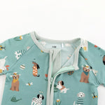 Dreamlet Puppy Egg Hunt Convertible Zip Footies Aquamarine Sleepwear - Everetts Place Boutique - 