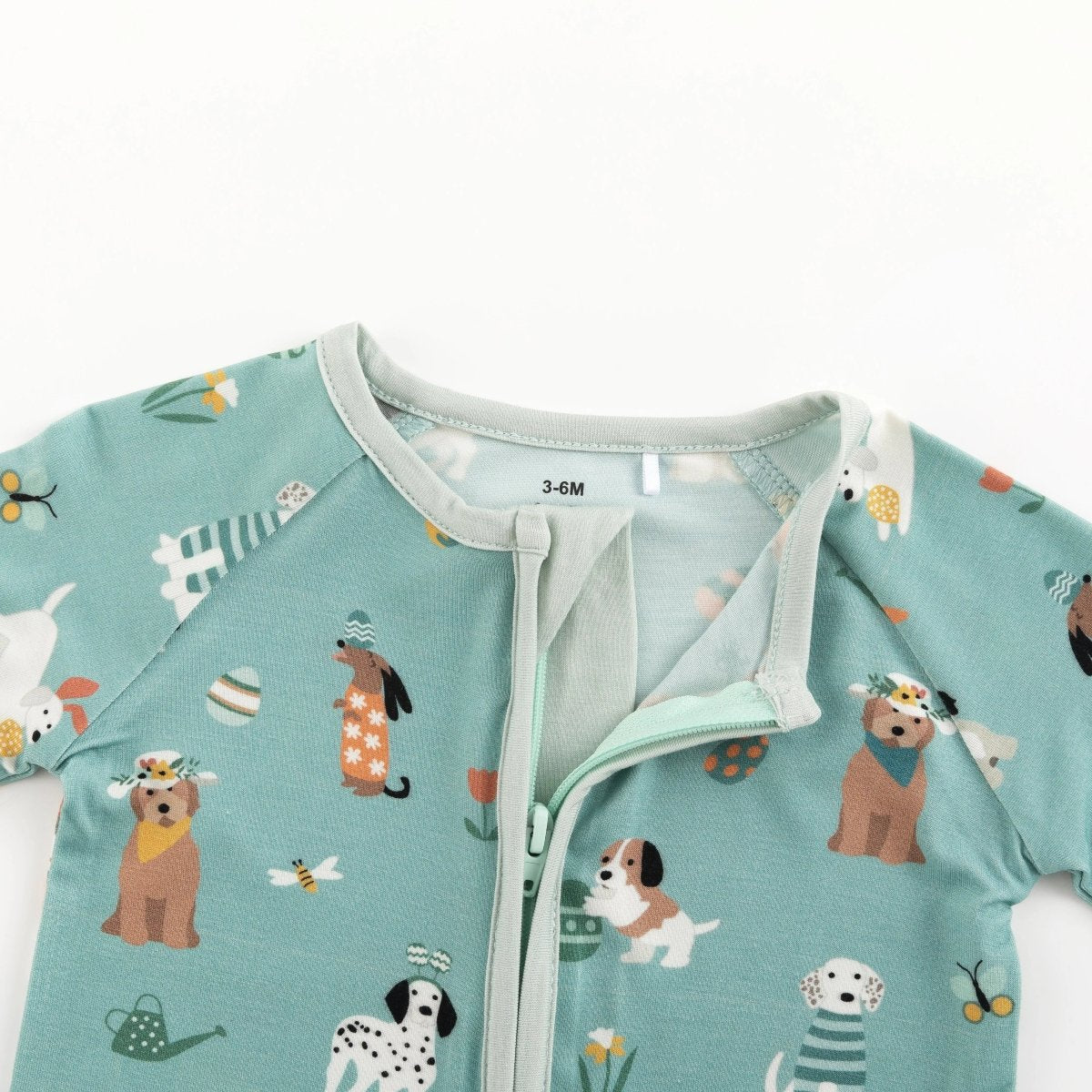 Dreamlet Puppy Egg Hunt Convertible Zip Footies Aquamarine Sleepwear - Everetts Place Boutique - 