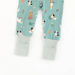 Dreamlet Puppy Egg Hunt Convertible Zip Footies Aquamarine Sleepwear - Everetts Place Boutique - 