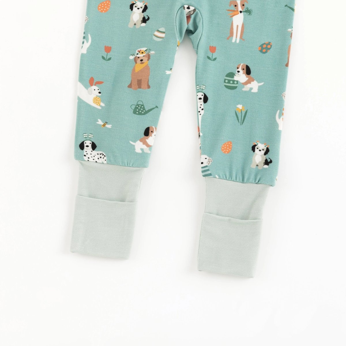 Dreamlet Puppy Egg Hunt Convertible Zip Footies Aquamarine Sleepwear - Everetts Place Boutique - 